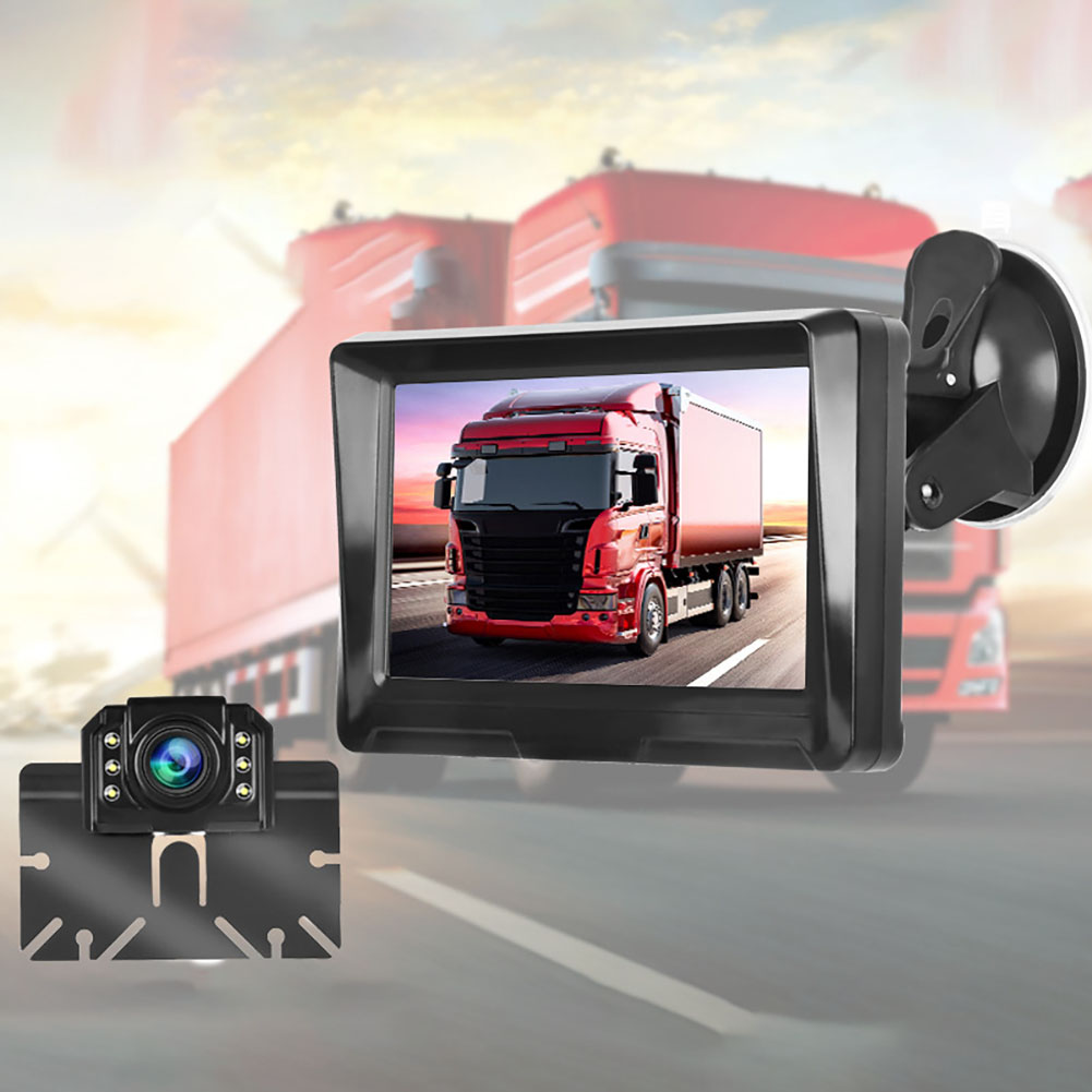 Wired HD Reversing Camera with 5 Inch LCD Ahd Monitor License Plate Frame Display