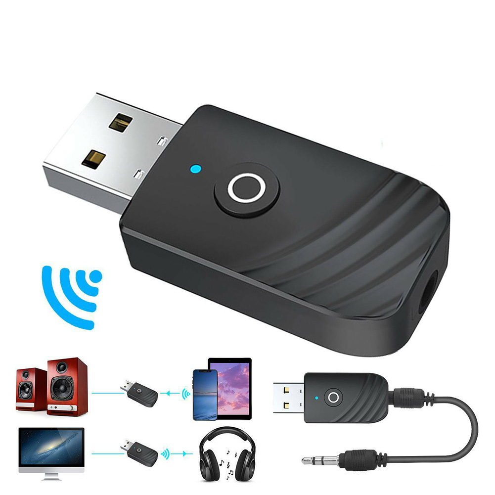 Wireless Usb Bluetooth-compatible 5.0 Audio Receiver Transmitter 2-in-1 Car Bluetooth-compatible Adapter For Tv Pc Car