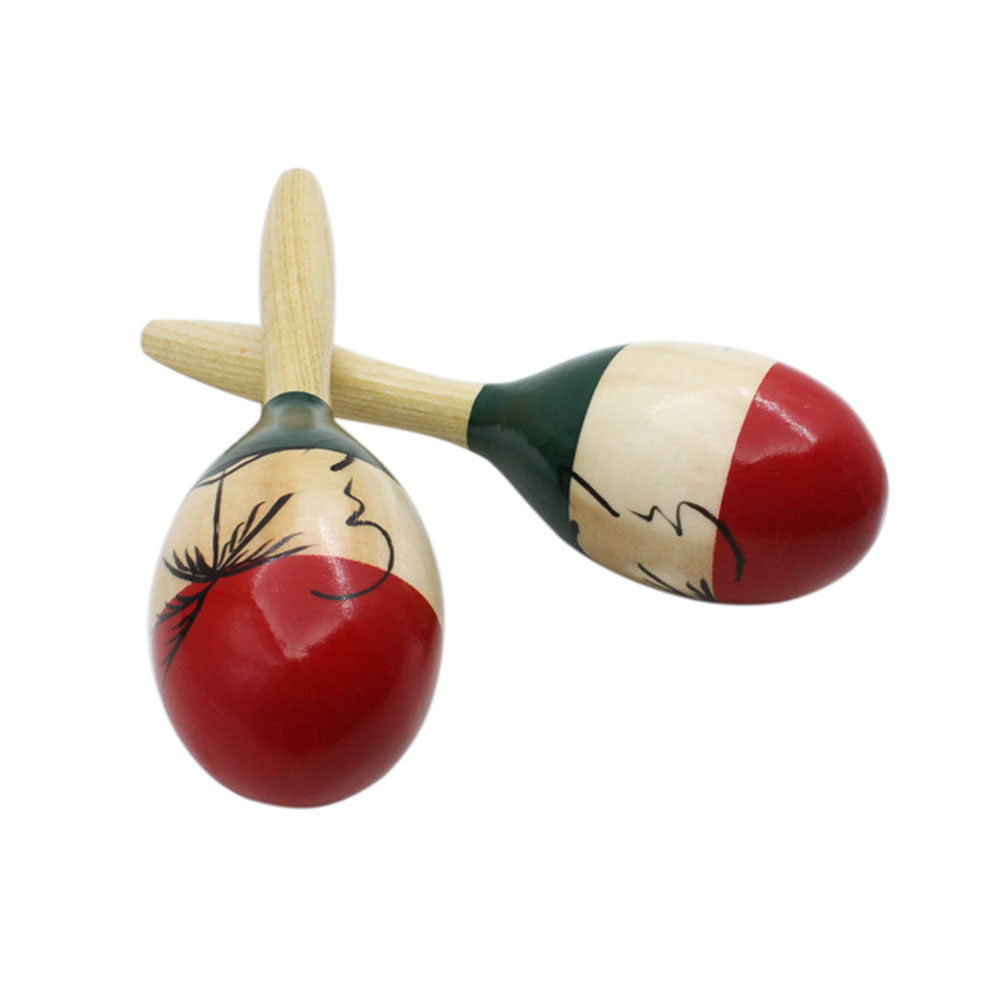 1 Pair Wooden Large Maracas Rumba Shakers Rattles Sand Hammer Percussion Instrument Musical Toy