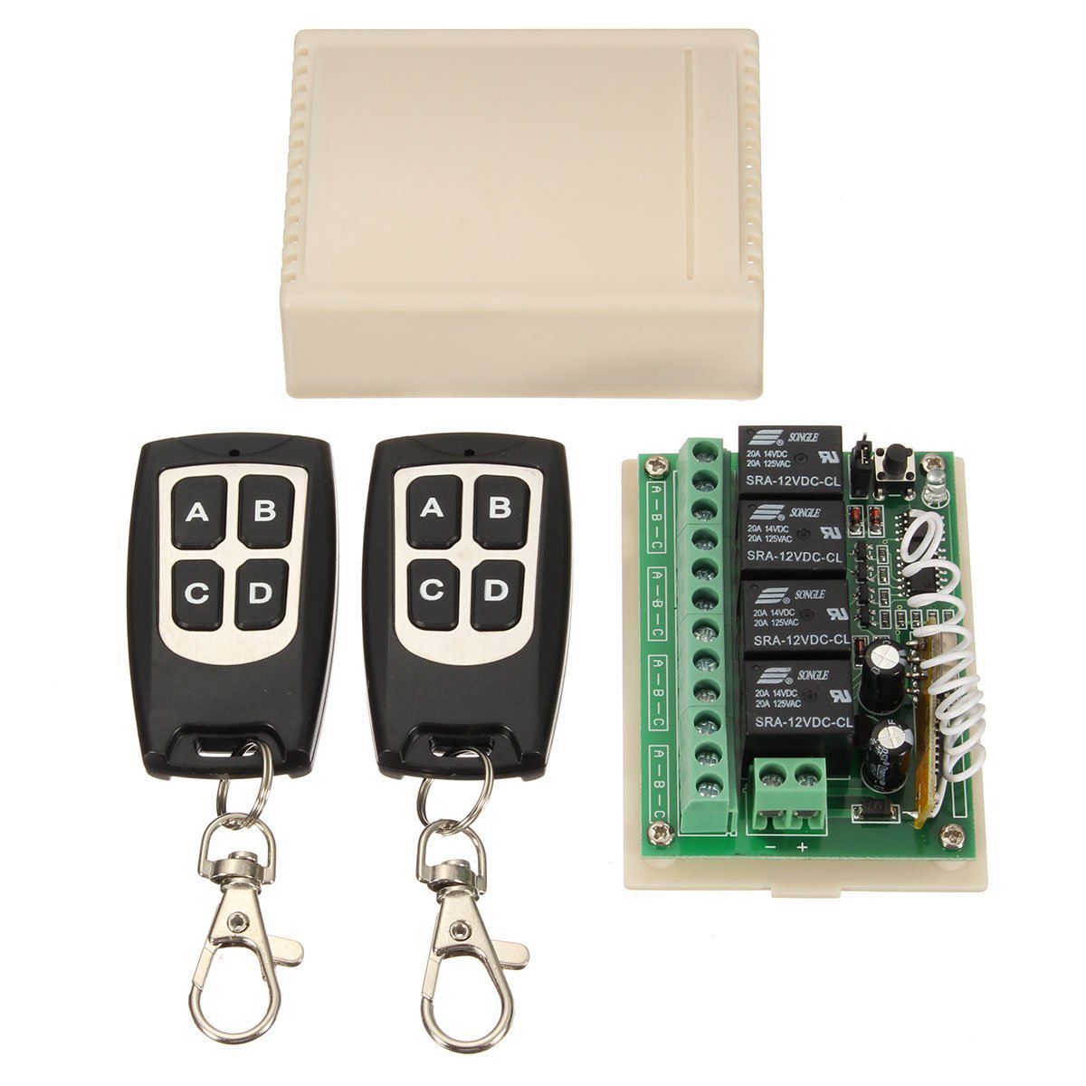 12V 4CH Channel 433Mhz Wireless Remote Control Switch Integrated Circuit with 2 Transmitter DIY Replace Parts Tool Kits