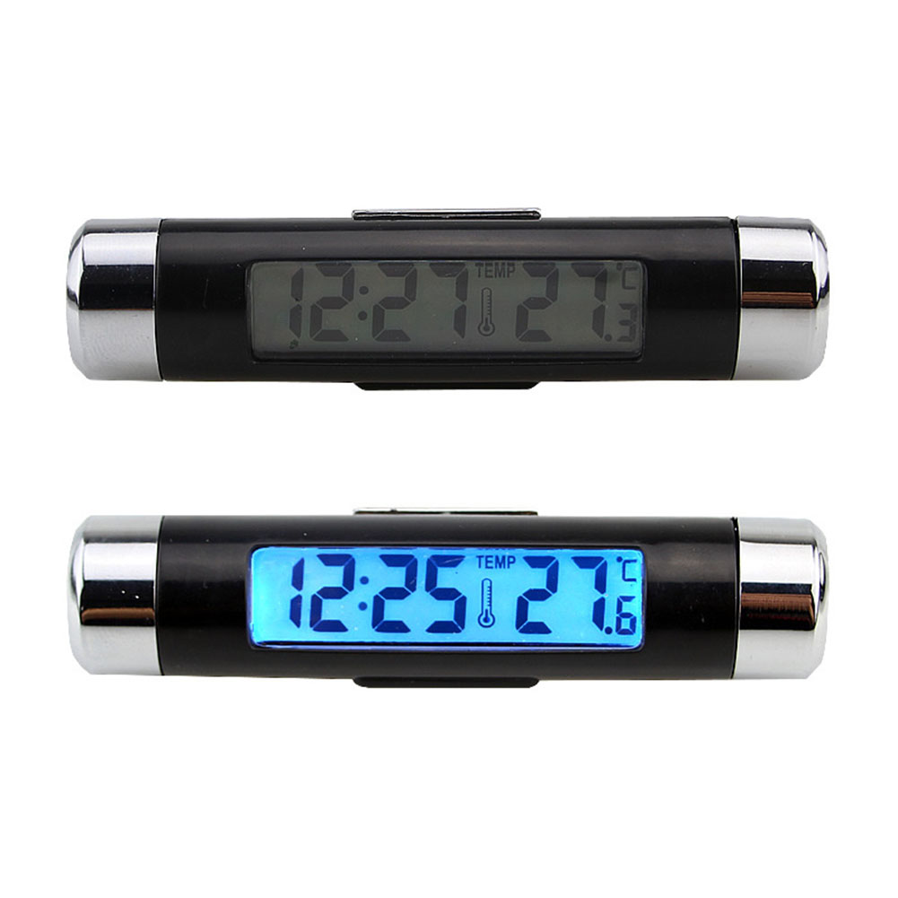 2 in 1 Car Digital LCD Thermometer Clock Calendar Automotive Backlight Clock