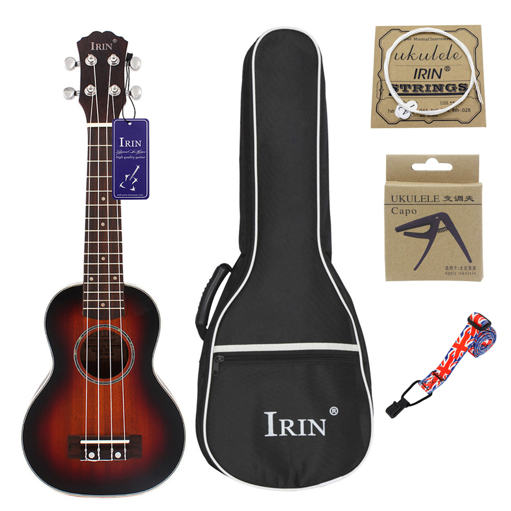 21inch Ukulele Concert 4 Strings Musical Instruments 15 Frets Spruce Wood Hawaiian Small Guitar Free Case&Strings