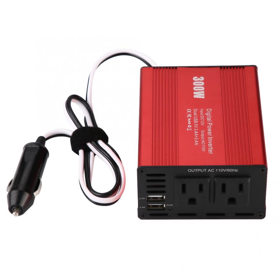300W Car Power Inverter Converter DC12V to AC110V Adapter Dual USB Charging Port