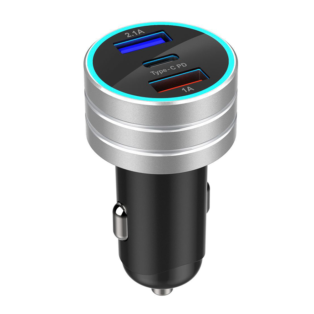 3.1A Dual USB Type-C Car Charger Fast Charging with LED Display Universal Mobile Phone Tablet