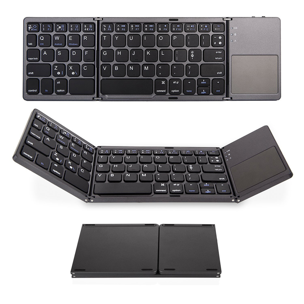3-Fold- Keyboard Ultra Thin Light ABS Mini Wireless Bluetooth Keyboard Touchpad Windows Android