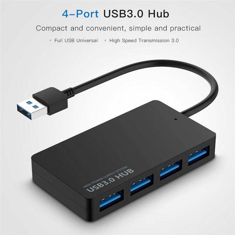 4-Port USB 3.0 HUB Splitter Expansion PC Laptop Cable Adapter