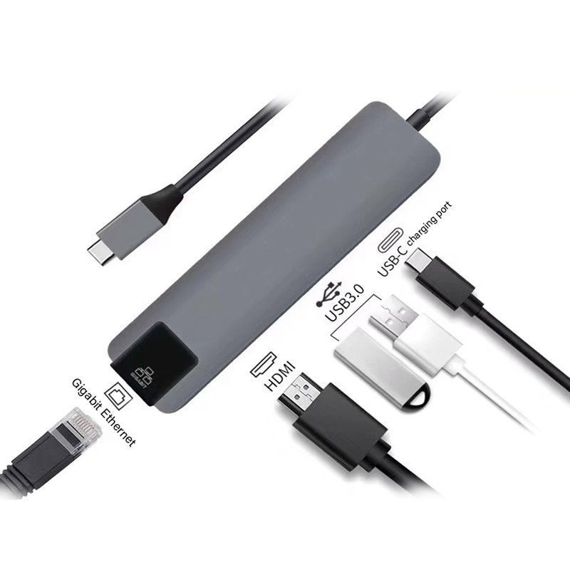 5 in 1 USB Type C Hub HDMI 4K USB C Hub to Gigabit Ethernet Rj45 Lan Adapter