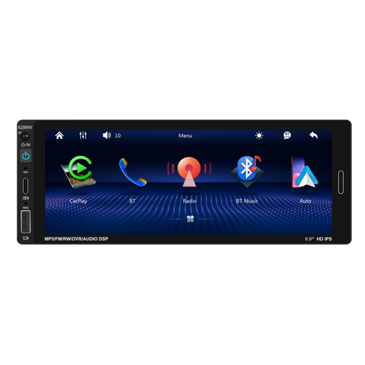 6.86 inch HD Car Stereo Touch Screen for CarPlay Android Auto Multimedia Video Player Voice Control Support TF Card
