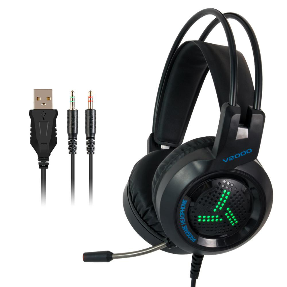 7.1 Surround Sound Gaming Headset With Microphone LED Colorful Game Headphones Bass Stereo for Xbox