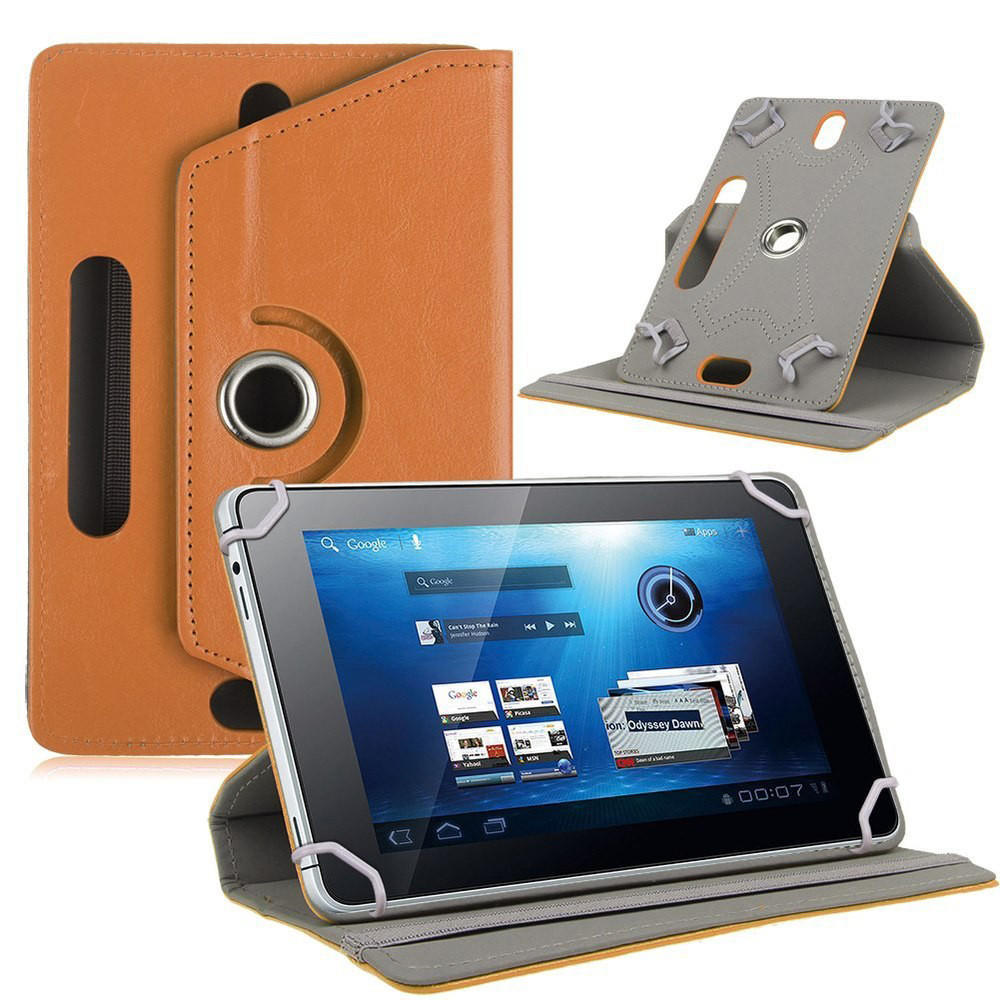 7/8/9/10 Inch Universal 360 Degree Rotating Four Hook Leather Tablet Protection Case black_8 inch