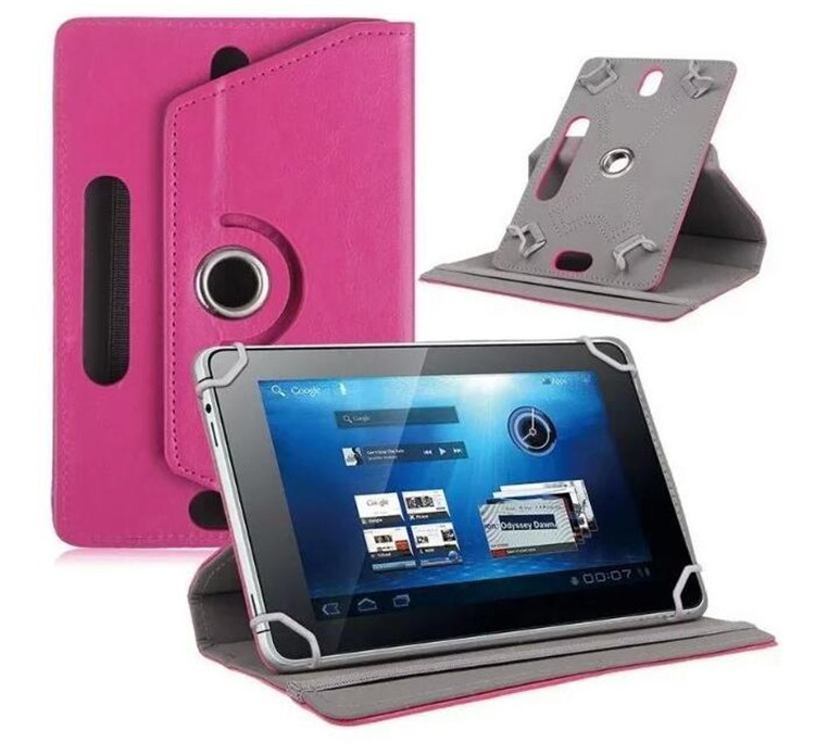 7/8/9/10 Inch Universal 360 Degree Rotating Four Hook Leather Tablet Protection Case black_8 inch