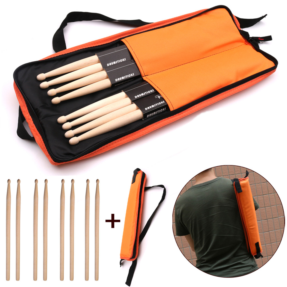 8 Pcs Drum Sticks 5A Classic Maple Drumsticks for Jazz Combo Exercises Performance + Bag