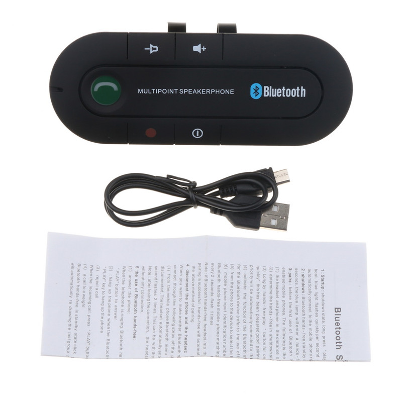 Bluetooth 4.0 Receiver Hands-free Car Kit Sun Visor Clip Audio Adapter Wireless Speakerphone Auto Stereo Mp3 Player