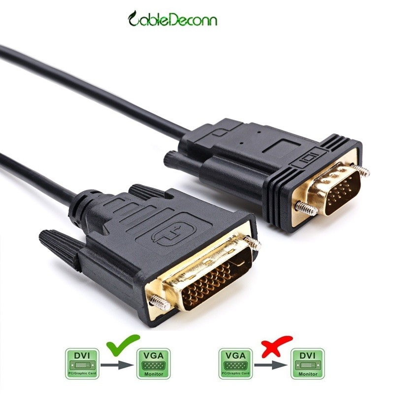Cabledeconn 2M DVI 24+1 DVI-D Male to VGA Male Adapter Converter Cable for PC DVD Monitor HDTV