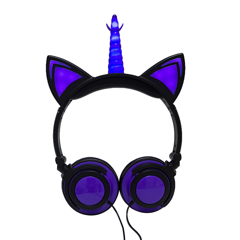 Cute Kids Cat Ear Headphones Wired Adjustable for Boys Girls Tablet Kids Headband Earphone Foldable Over On Ear Game Headset