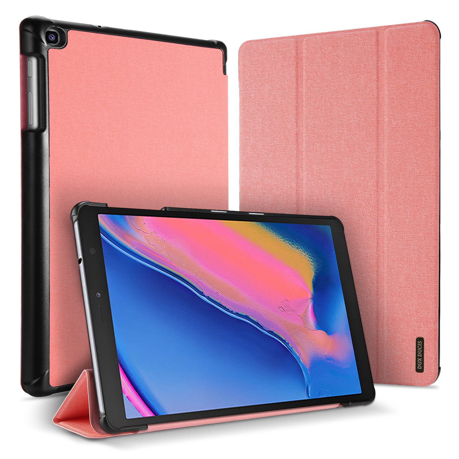 DUX DUCIS For Samsung TAB A 8.0 (2019) P200-P205 Simple Solid Color Smart PU Leather Case Anti-fall Protective Stand Cover with Pencil Holder Sleep Function