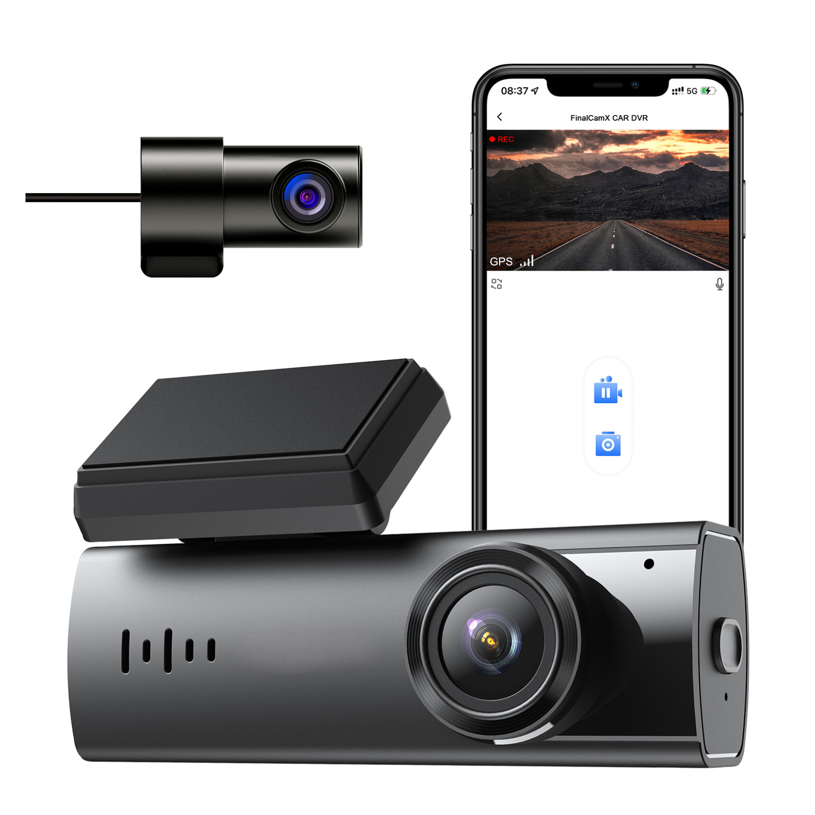 Dash Cam Front Rear Camera 2K+1K WiFi GPS Driving Recorder Dashboard Camera WDR Car Dashcam