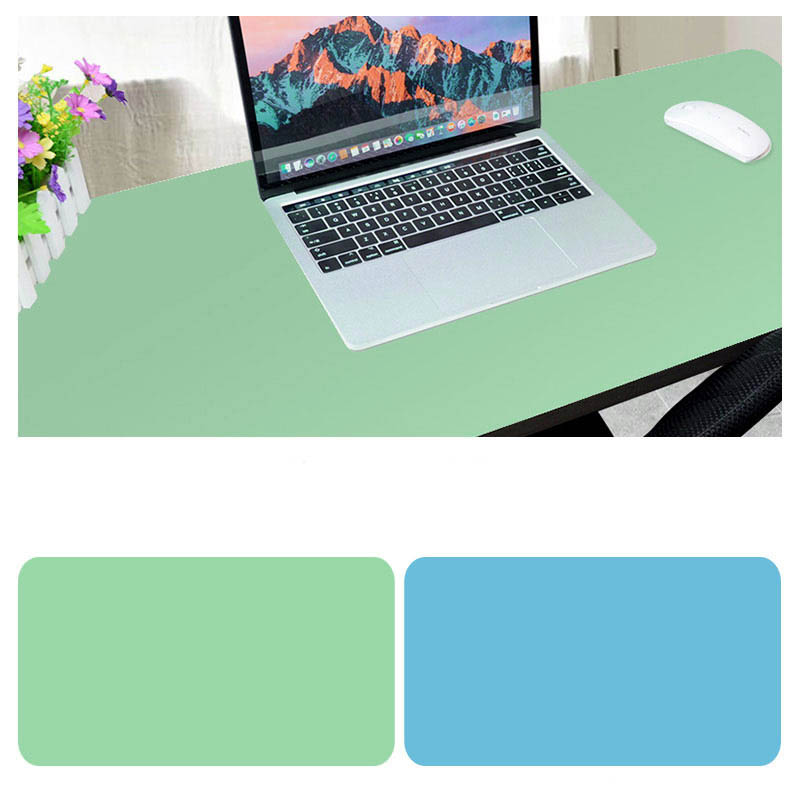 Double Sided Desk Mousepad Extended Waterproof Microfiber Gaming Keyboard Mouse Pad for Office Home School Light green + lake blue_Size: 30×25