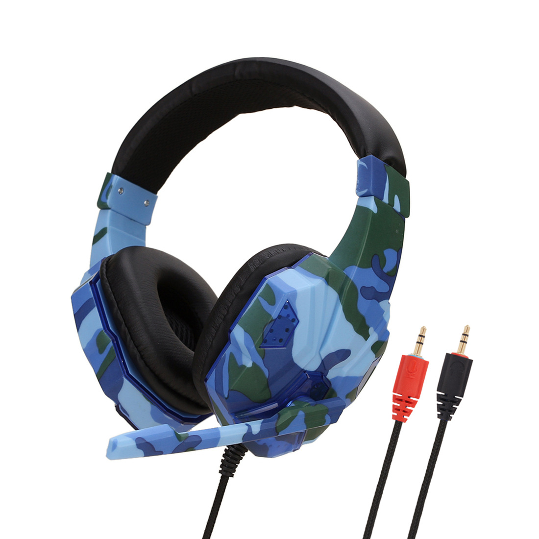 Earphone Gaming Headset Camouflage Headphones with Microphone for PC Laptop