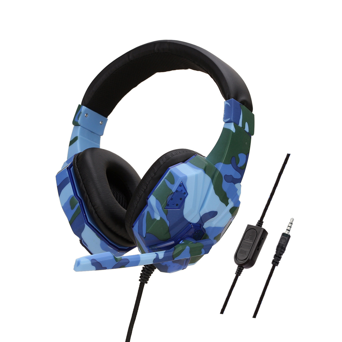 Earphone Gaming Headset Camouflage Headphones with Microphone for PC Laptop