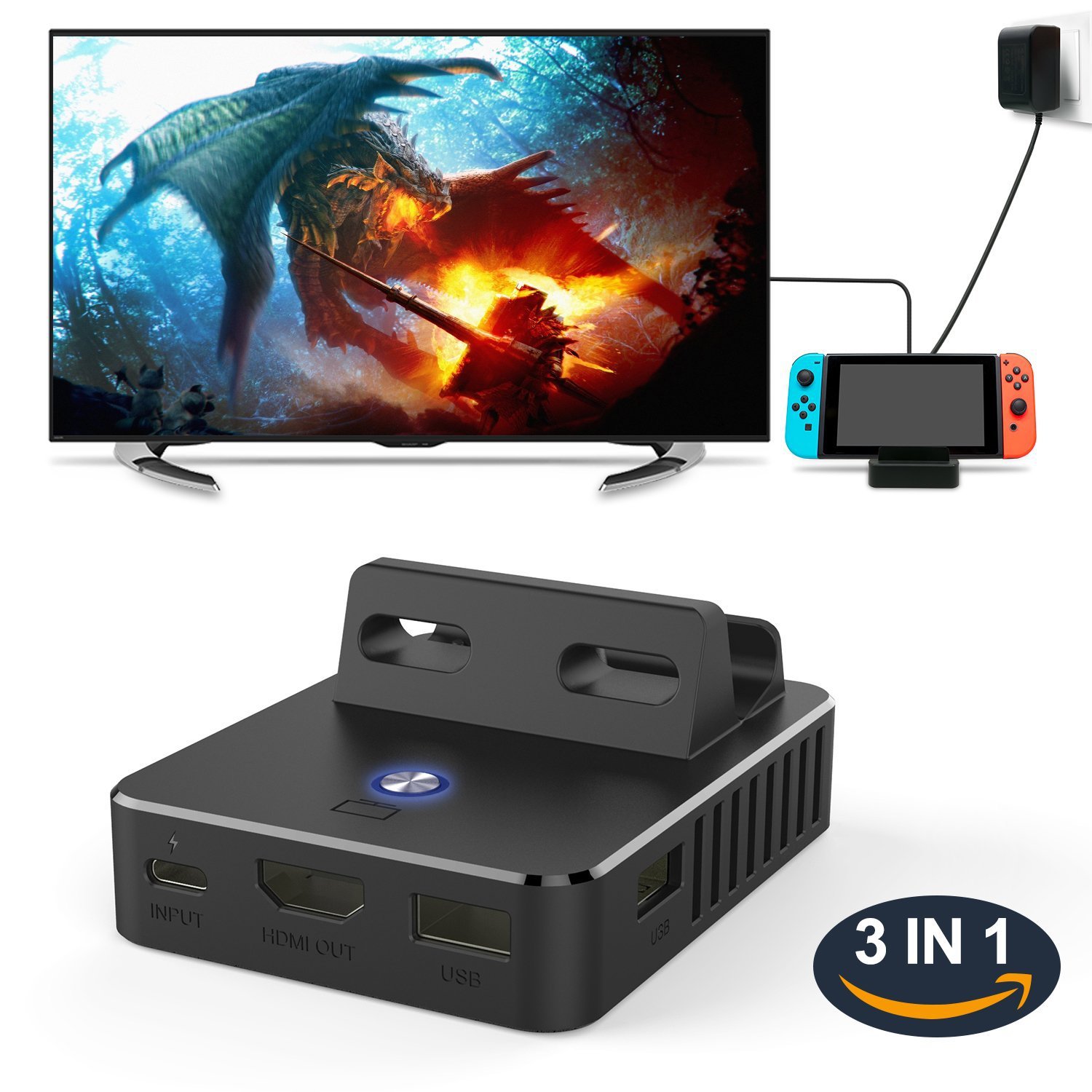 For Nintend Switch Dock Base TV Type C Output Charging Stand Switch Cooling Portable Bracket One-button Display Adapter