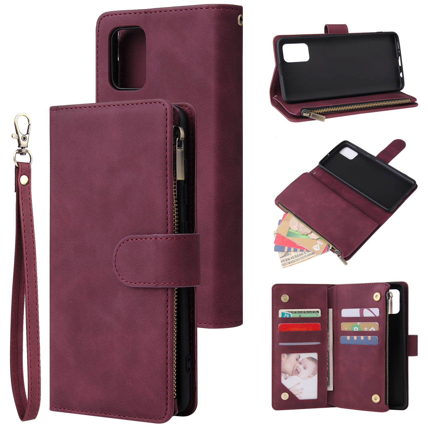 For Samsung A51 Case Smartphone Shell Precise Cutouts Zipper Closure Wallet Design Overall Protection Phone Cover