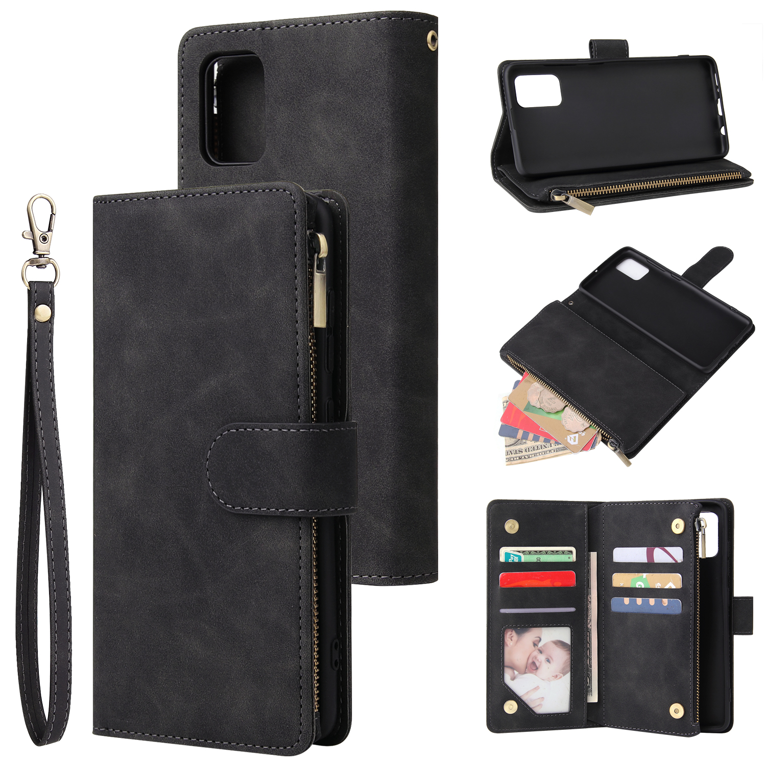 For Samsung A51 Case Smartphone Shell Precise Cutouts Zipper Closure Wallet Design Overall Protection Phone Cover