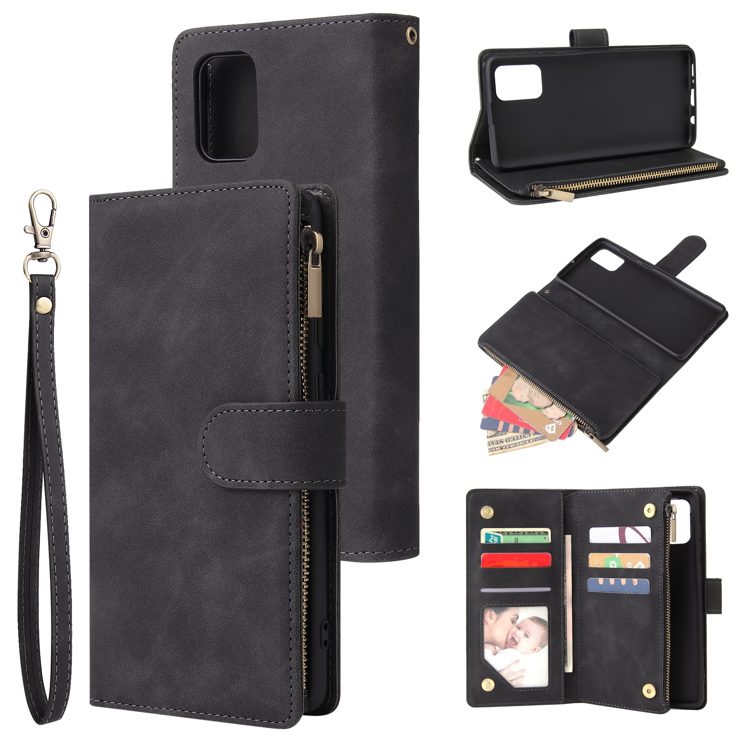 For Samsung A71 Case Smartphone Shell Precise Cutouts Zipper Closure Wallet Design Overall Protection Phone Cover