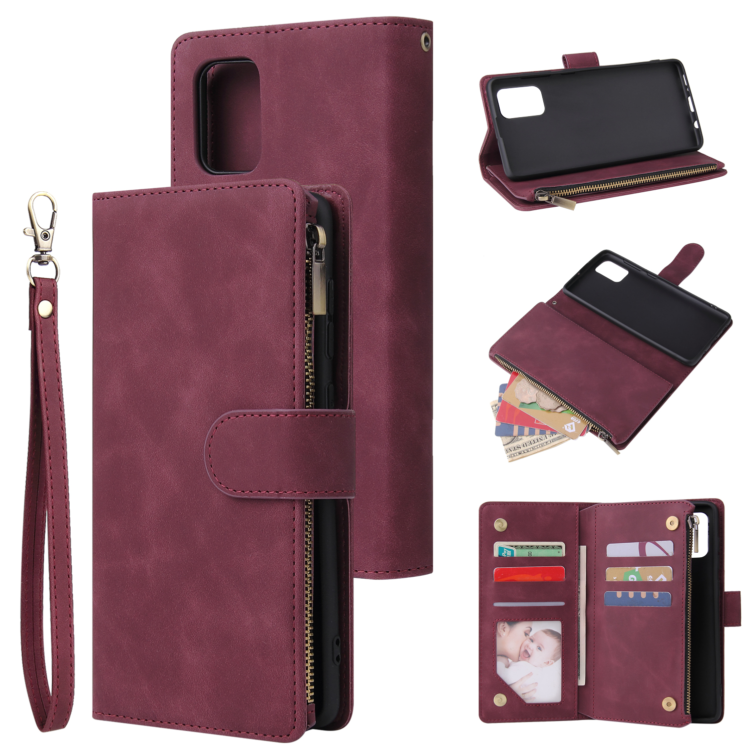 For Samsung A71 Case Smartphone Shell Precise Cutouts Zipper Closure Wallet Design Overall Protection Phone Cover