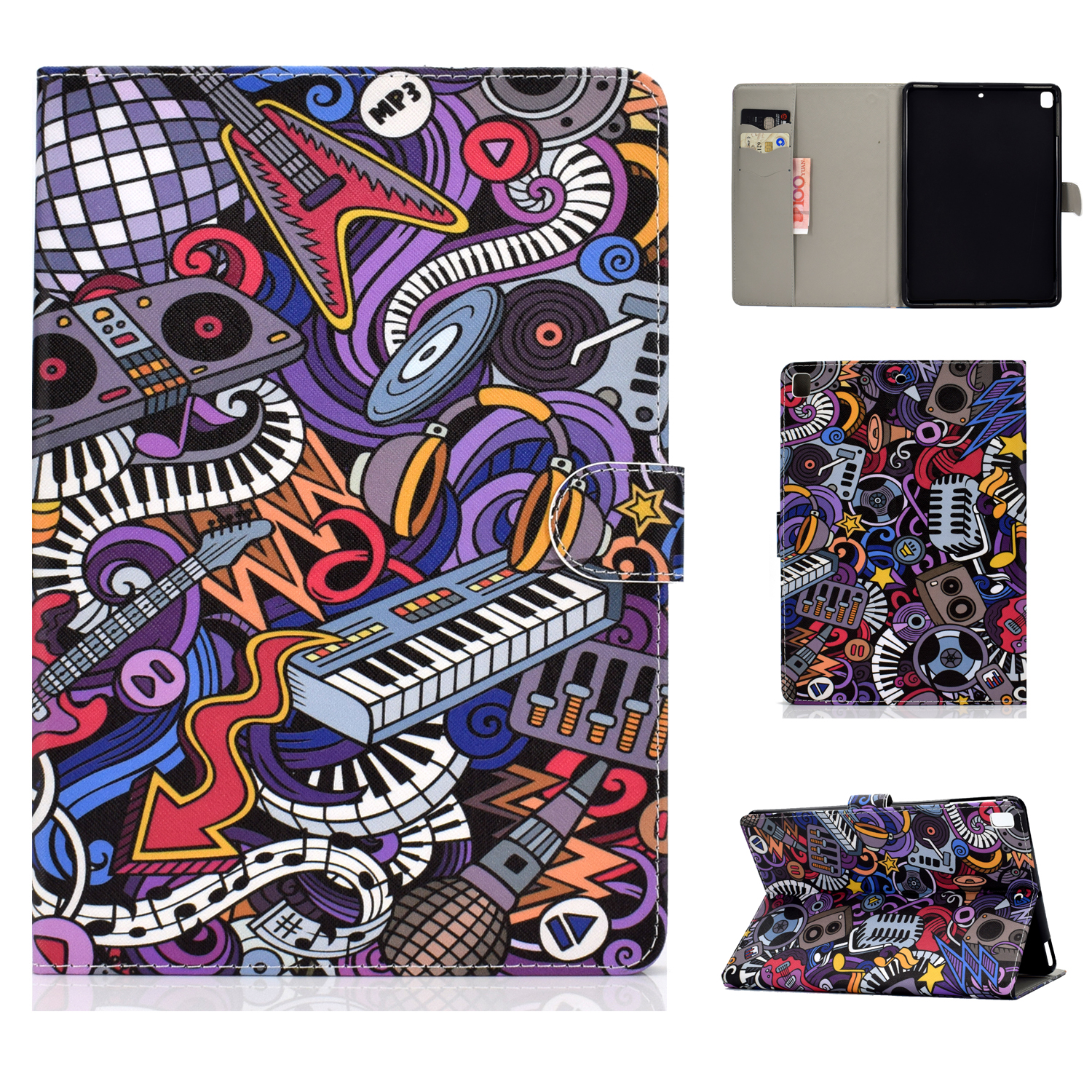 For iPad 5/6/7/8/9-iPad Pro9.7-iPad 9.7 Laptop Protective Case Color Painted Smart Stay PU Cover