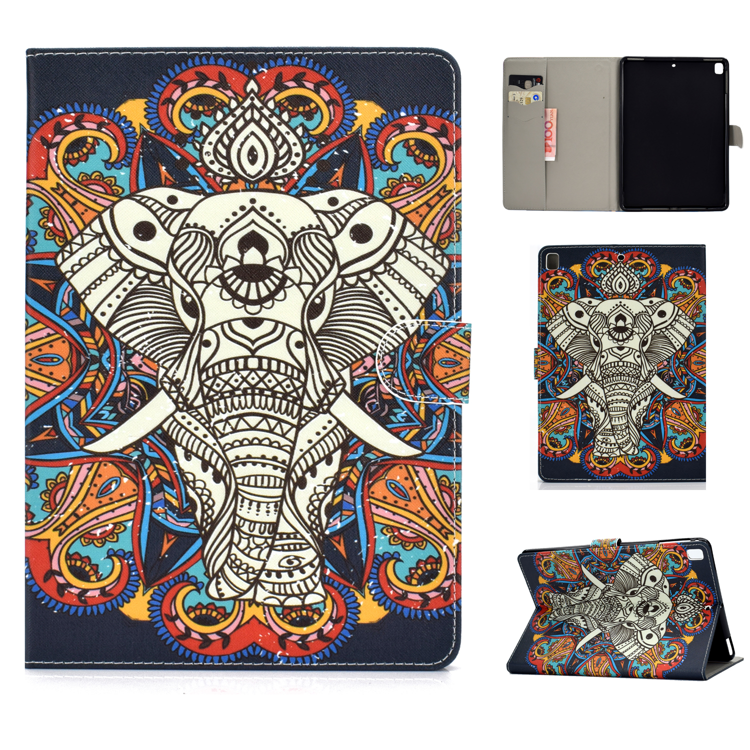 For iPad 5/6/7/8/9-iPad Pro9.7-iPad 9.7 Laptop Protective Case Color Painted Smart Stay PU Cover