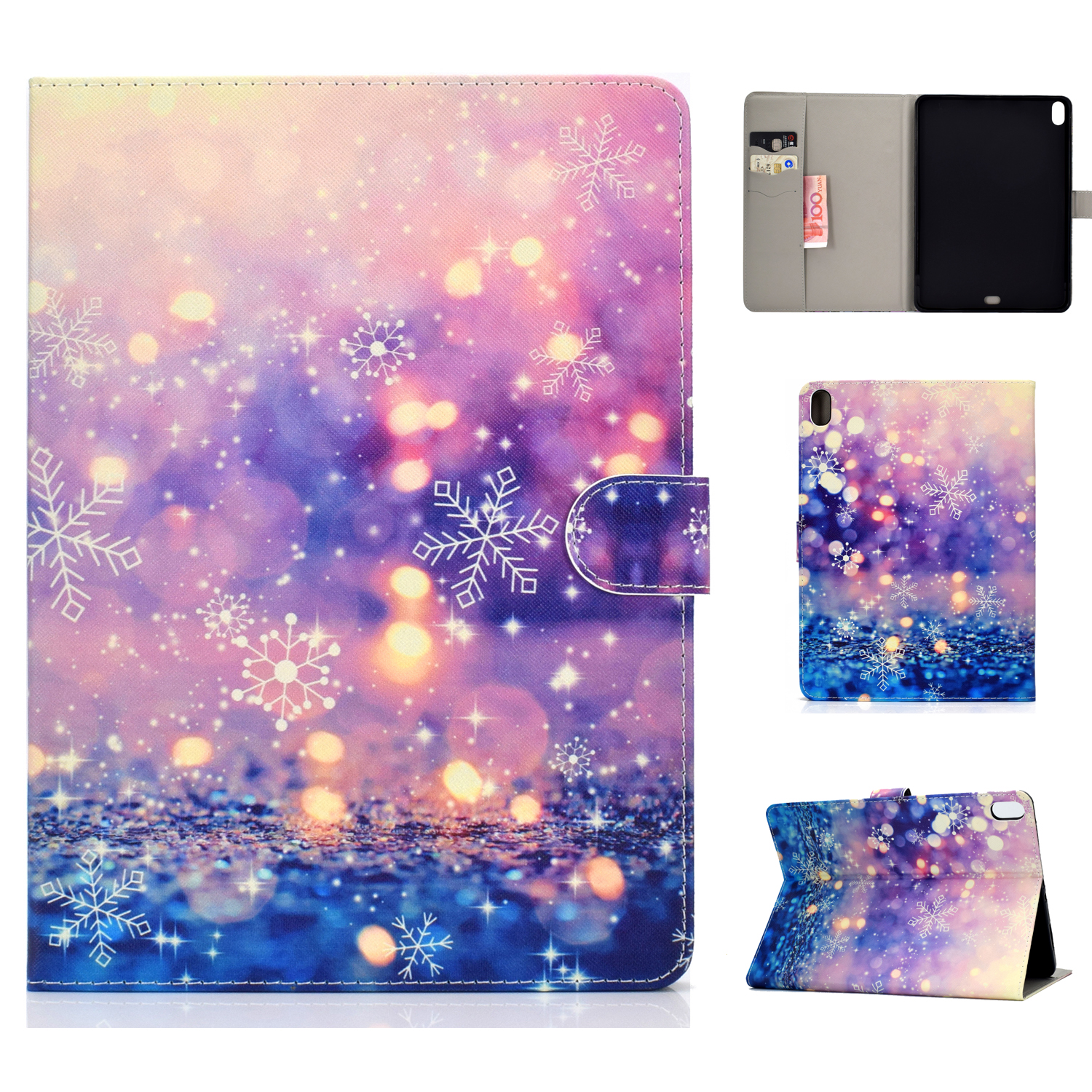 For iPad Pro 11 Laptop Protective Case Smart Stay Color Painted PU Cover with Front Snap