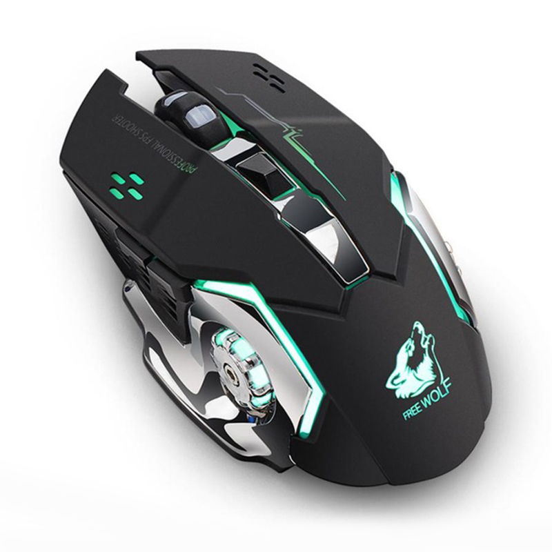 Free Wolf X8 Rechargeable Wireless Silent LED Backlit Gaming Mouse USB Optical Mouse for PC,