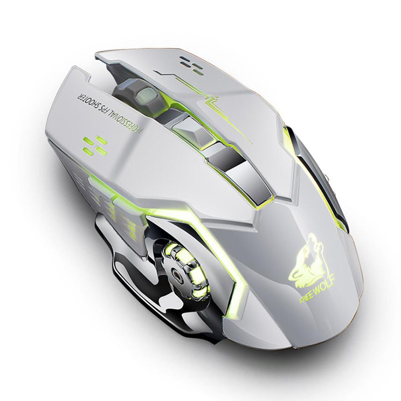 Free Wolf X8 Rechargeable Wireless Silent LED Backlit Gaming Mouse USB Optical Mouse for PC,