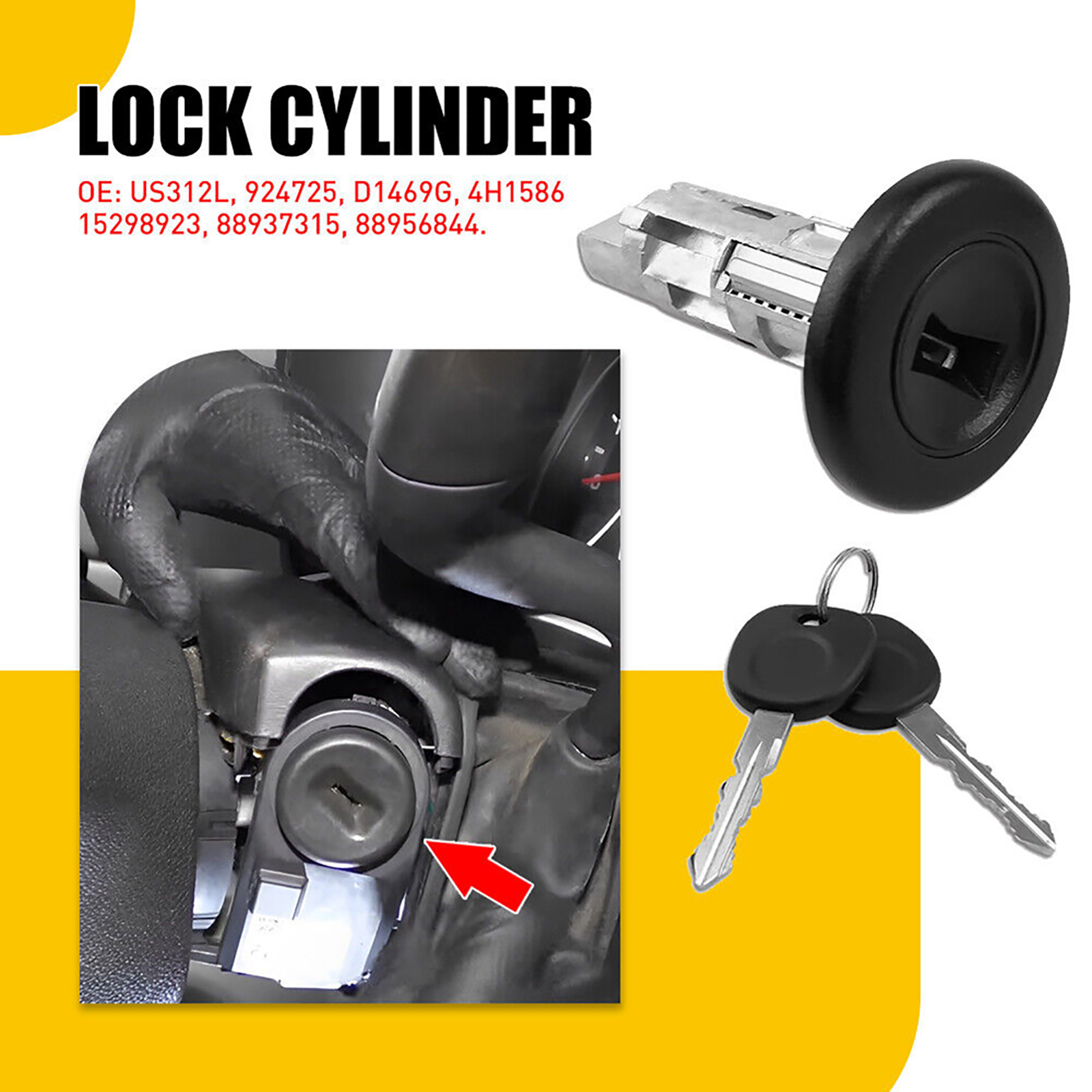 Ignition Switch Cylinder Lock Assembly 15298923 Replaces Ignition Start Switch Lock With Keys Compatible For 1500
