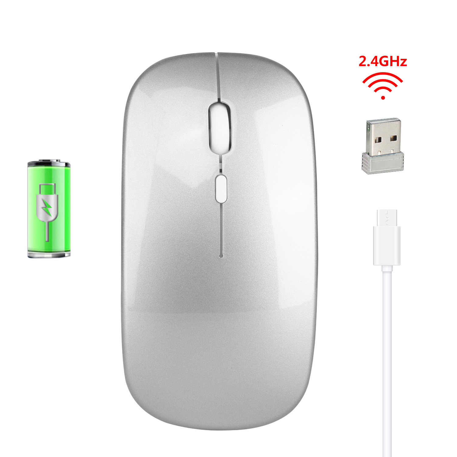 M80 2.4G Wireless Rechargeable Charging Mouse Ultra-Thin Silent Office Notebook Opto-electronic Mouse
