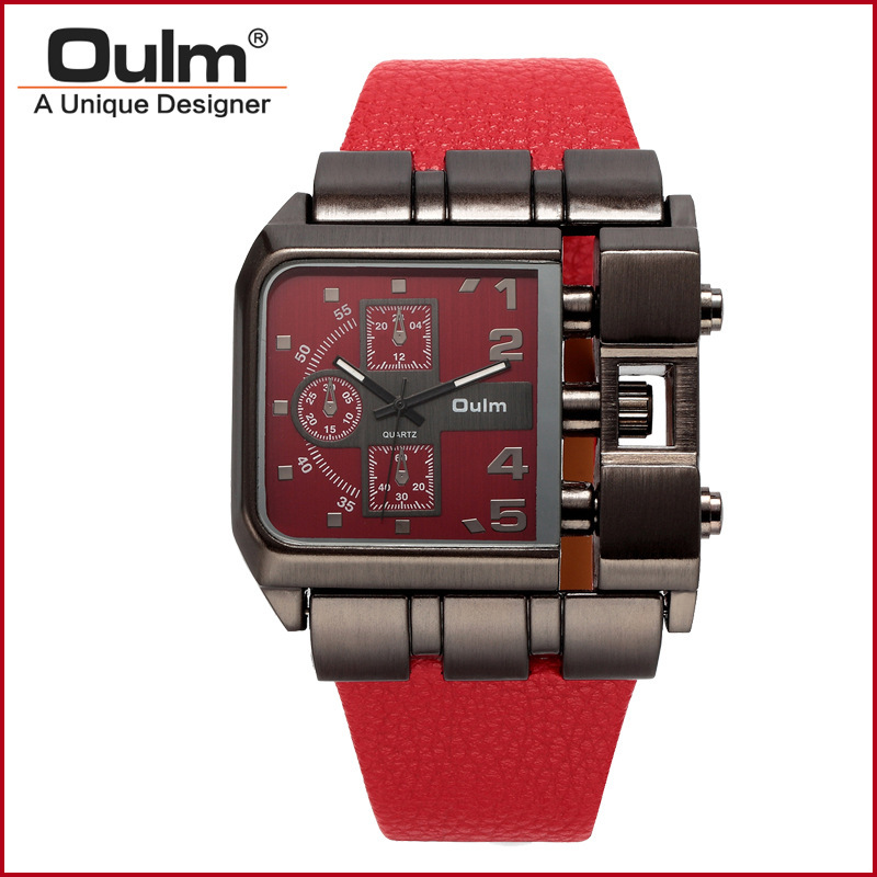 Men Casual Leather Band Square Dial Fashion Watch
