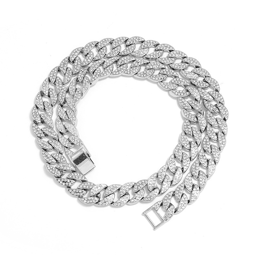 Men’s Necklace Hip-hop Style Full-diamond Chain Necklace Bracelet