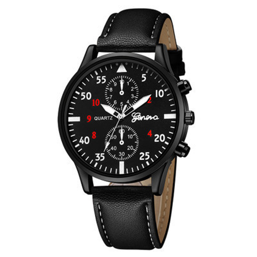Men’s Wrist Watch Simple Style Business Fake Leather Belt Quartz Watch