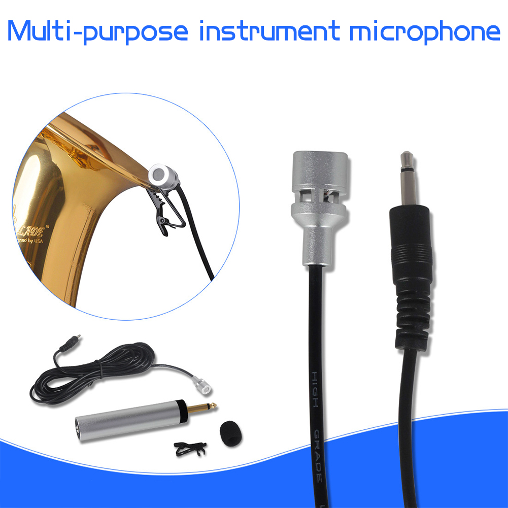 Mini Portable Wired Electret Condenser Lapel Lavalier Clip-on Musical Instrument Mic Microphone for Guitar Sax Trumpet Violin