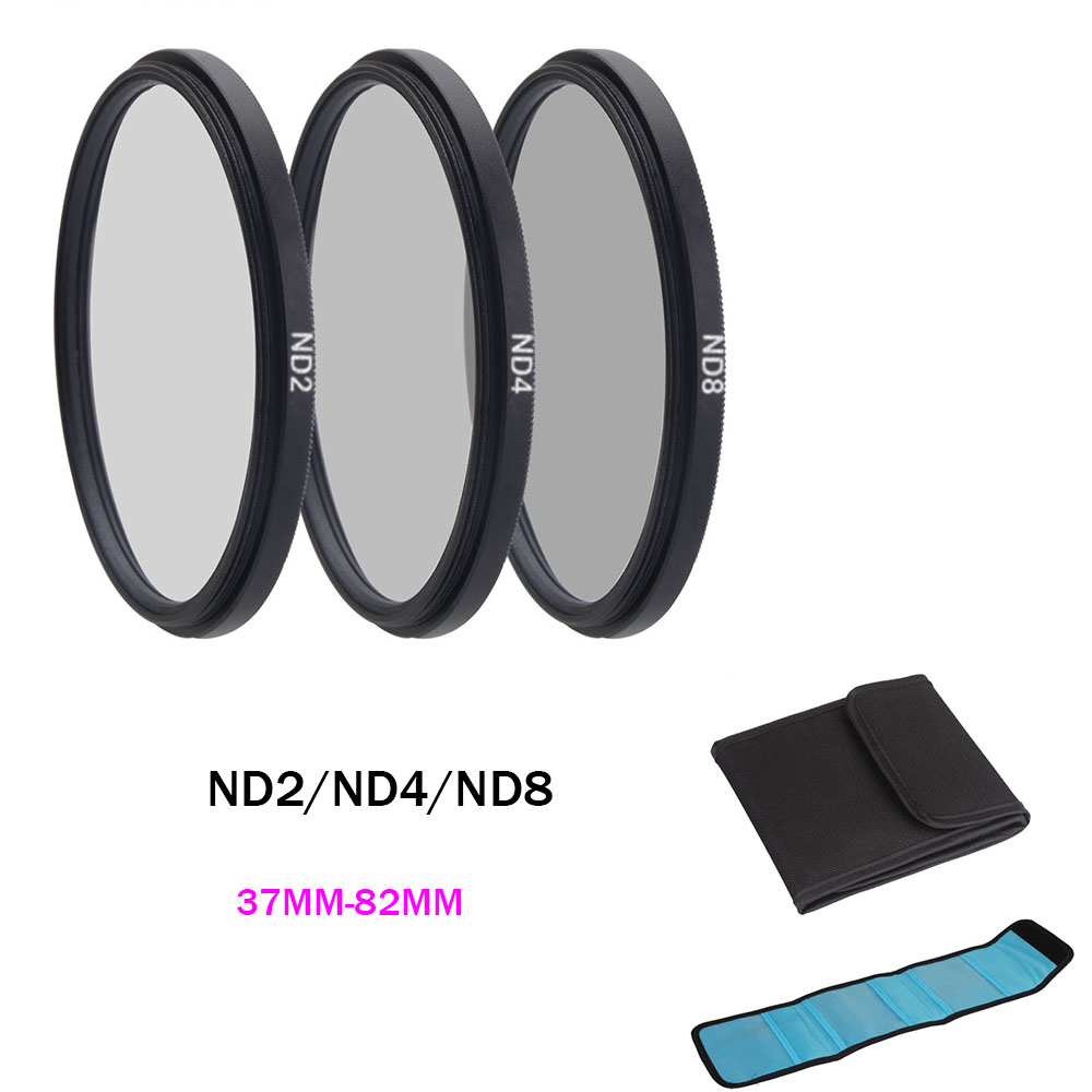 ND Filter Neutral Density ND2 ND4 ND8 Filtors 37 52 58 62 67 72 77 82mm Photography for Canon Nikon Sony Camera