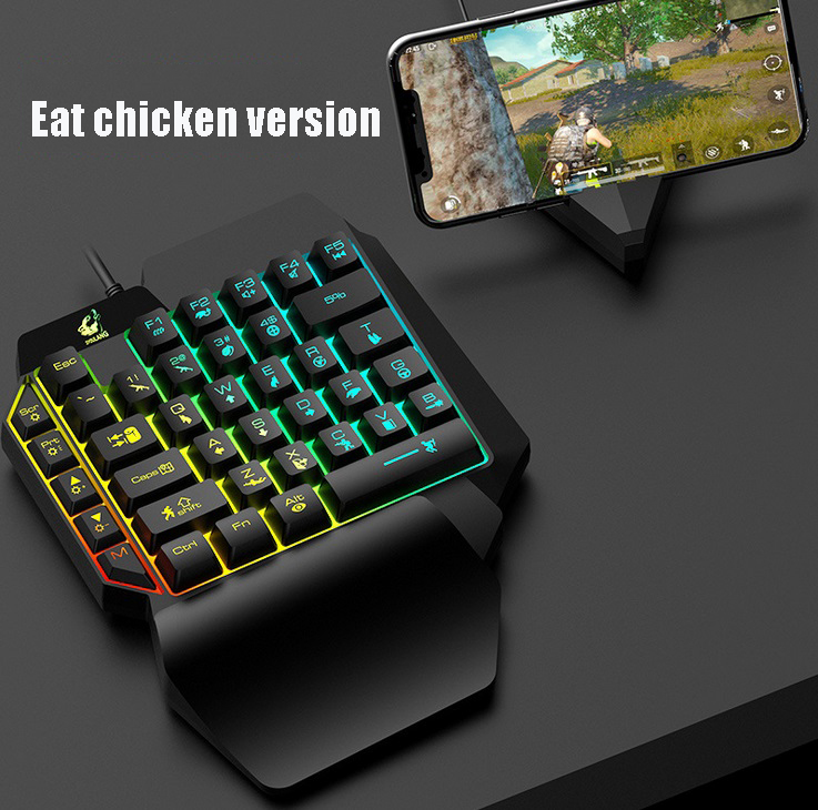 One-Handed Keyboard Left-Hand Gaming Keyboard 39-Key Full Key USB Interface Support for Backlight