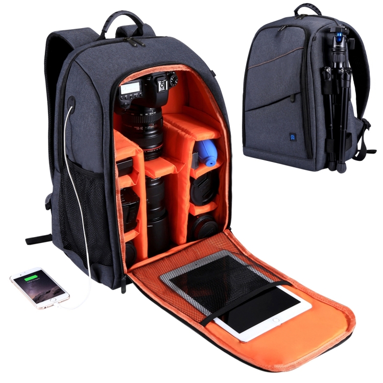 PULUZ Camera Backpack Waterproof Shockproof Camera Bag for DSLR SLR Cameras