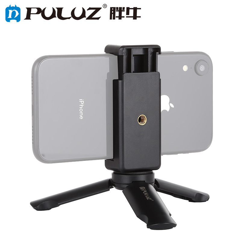 PULUZ Mini Portable Folding Plastic Stand Tripod Universal Phone Clamp Bracket Smartphones Holder Clip