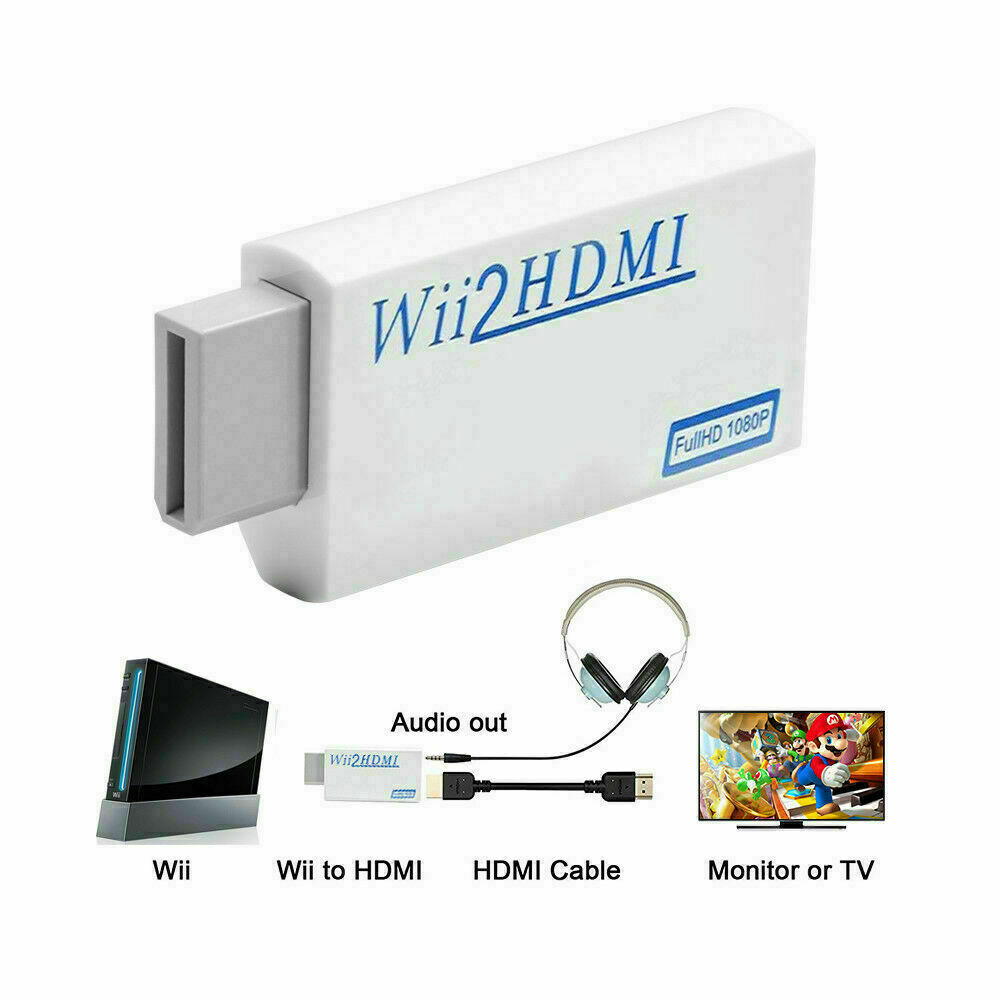 Portable Wii to HDMI Wii2HDMI Full HD Converter Audio Output Adapter for TV
