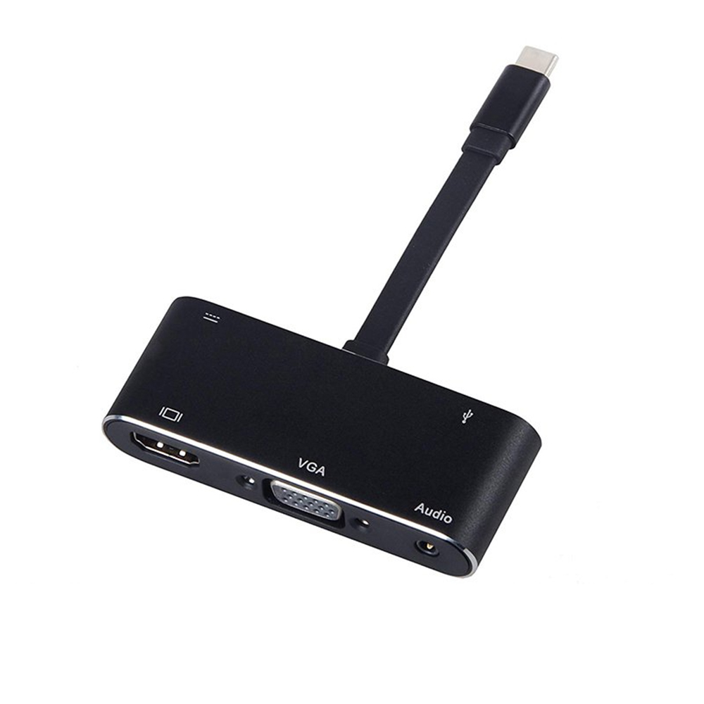 USB C to HDMI Adapter 4K 5 in 1 Type-C to HDMI/VGA/ Audio/USB3.0 Port+USB C Port