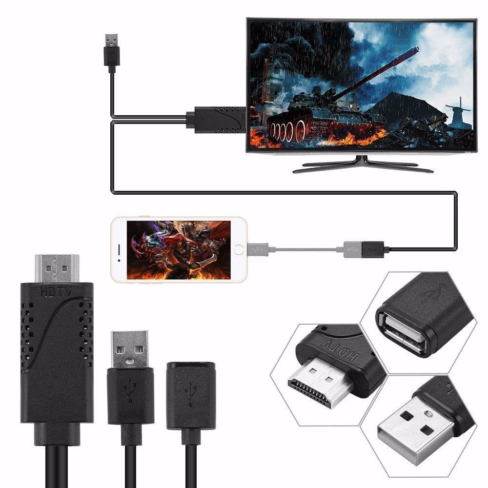 USB Female to HDMI Male HDTV Adapter Cable for iPhone8/ 7/ 7plus/ 6s/ 6 plus