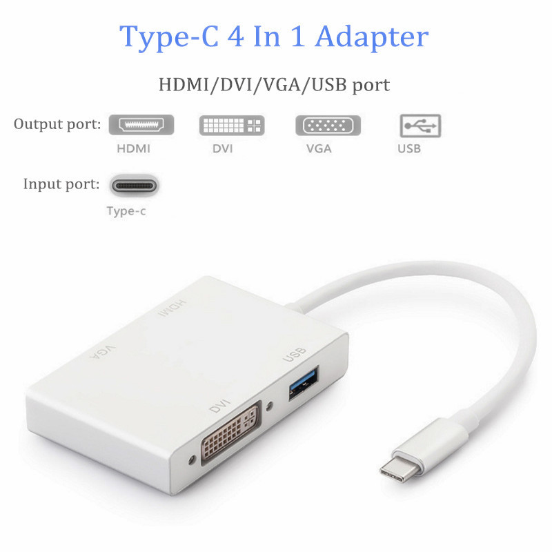USB-C (Type C) to HDMI DVI 4K VGA Multilport Adaptor Converter with USB 3.0 A7Q3