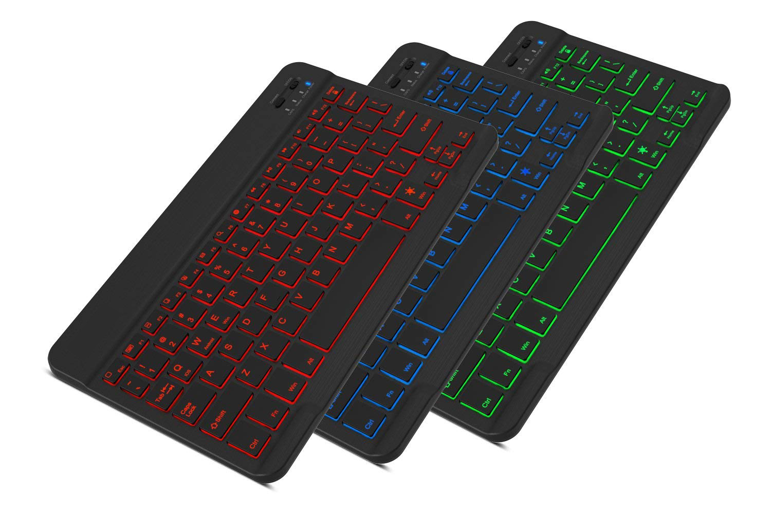 Universal Slim Portable Wireless Bluetooth 7-Colors Backlit Keyboard with Built in Rechargeable Battery