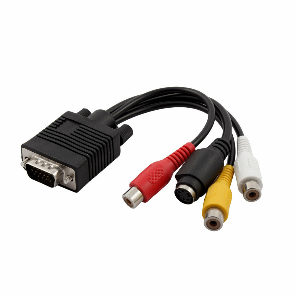 VGA to S-Video Terminal Adapter Cable AV Converter Audio Video Adaptor Lotus head 3RCA